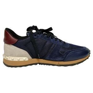 Valentino Garavani Rockrunner Sneakers in Navy Blue Mixed Media